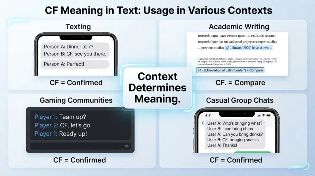 CF Meaning in Text: Usage in Various Contexts